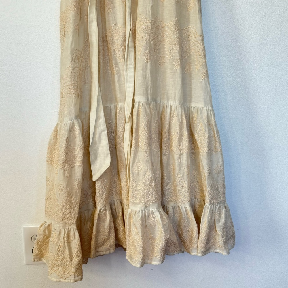 Love Sam Tallulah Silk-Blend Embroidered Ivory Maxi Dress Sz S - Picture 8 of 16